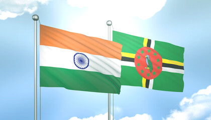 India and Dominica Flag Together A Concept of Relations