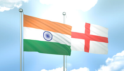 India and England Flag Together A Concept of Relations