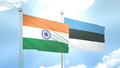 India and Estonia Flag Together A Concept of Relations