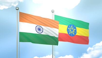 India and Ethiopia Flag Together A Concept of Relations