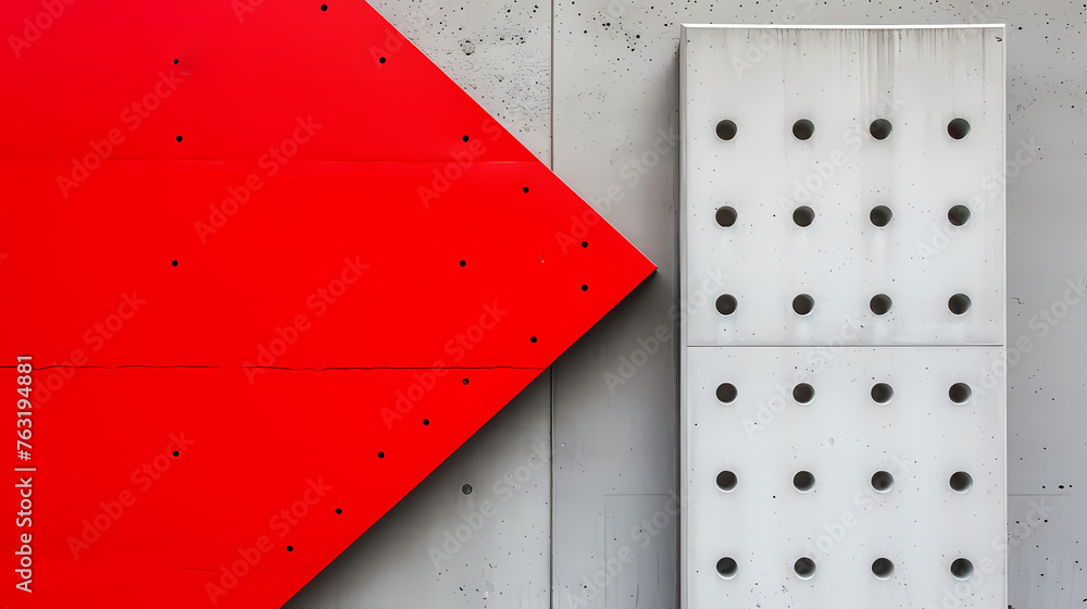 Poster background, using one color in bright red, and using one geometric of dotted - a red and white trian