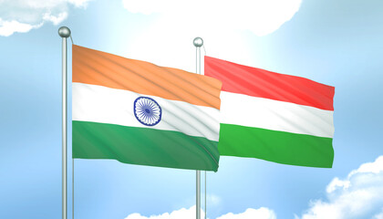 India and Hungary Flag Together A Concept of Relations