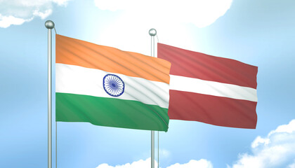 India and Latvia Flag Together A Concept of Relations