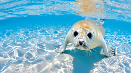 A Cute Seal Off Southern California_S Channel Islands - A Seal Swimming In The Water - 763195476