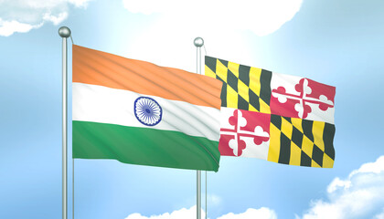 India and Maryland Flag Together A Concept of Relations