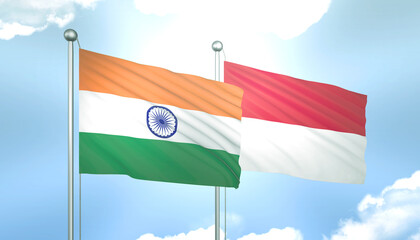 India and Monaco Flag Together A Concept of Relations