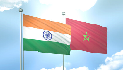 India and Morocco Flag Together A Concept of Relations