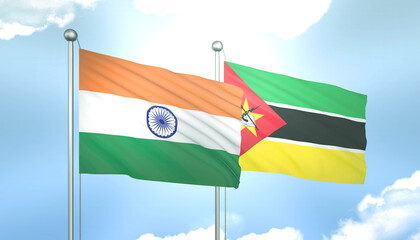 India and Mozambique Flag Together A Concept of Relations
