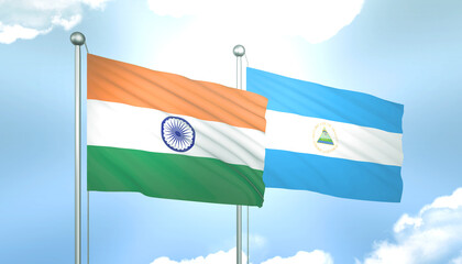 India and Nicaragua Flag Together A Concept of Relations