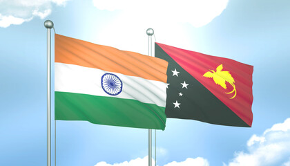 India and Papua New Guinea Flag Together A Concept of Relations