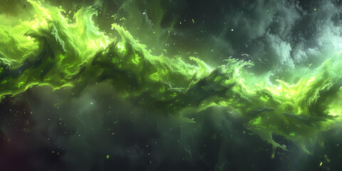Abstract Fantastic Background - Green Smoke In Space - 763196439