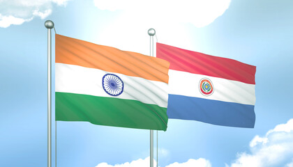 India and Paraguay Flag Together A Concept of Relations