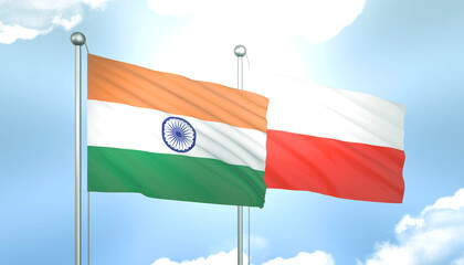 India and Poland Flag Together A Concept of Relations