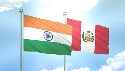 India and Peru Flag Together A Concept of Relations
