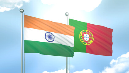 India and Portugal Flag Together A Concept of Relations