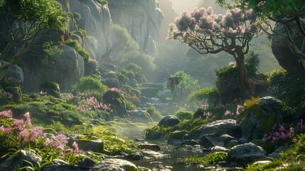 fantasy forest sunshine