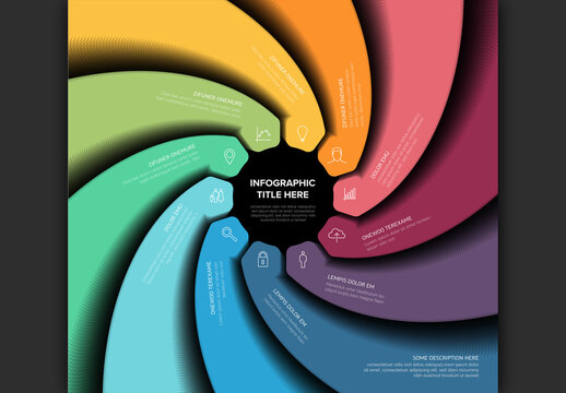 Content elements in pastel dark spiral multipurpose Infographic template