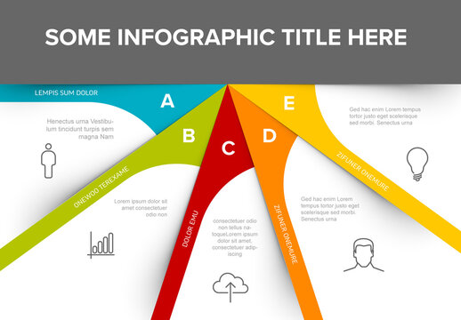 Light editable multipurpose fan Infographic with five elements template
