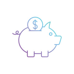 Line gradient Piggy Bank vector icon