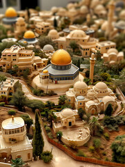 Generate An Image Of A Bustling Ancient Jerusalem, Setting The Stage For Bathsheba_S Story - A Model Of A City - 763199864