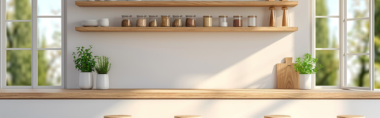 Outstanding Banner For Kitchen Wall Art - A Shelf With Jars Of Grains And Spices - 763200028