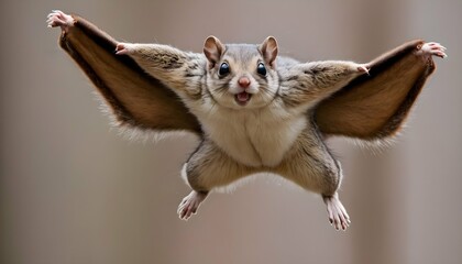 A Flying Squirrel With Its Arms Spread Wide Upscaled - obrazy, fototapety, plakaty