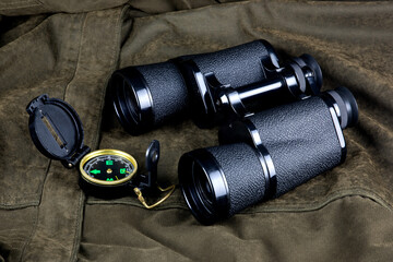 Binoculars and Compass on an Outdoor Field Coat - 763200270