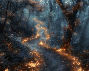 Grove of whispering embers where each spark tells a story
