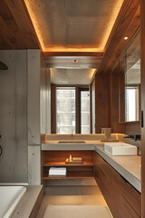 A Spacious Newly Designed Bathroom - A Bathroom With A Sink And Mirror - 763201481