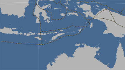 Timor plate - boundaries. Contour map