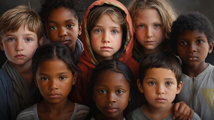 Fototapeta premium Faces of children conveying hope and strength for the future.