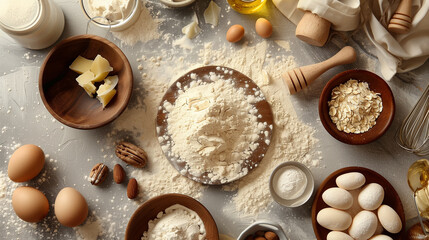 Fototapeta na wymiar baking ingredients for baking