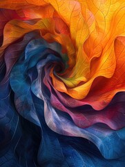 A swirling vortex of digital lines morphing into organic shapes like leaves and flowers, blurring the lines between technology and nature - obrazy, fototapety, plakaty