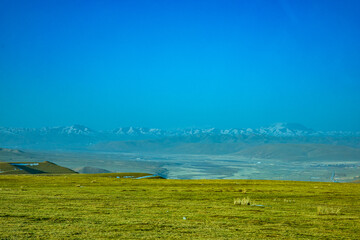 Aba Qiang and Tibetan Autonomous Prefecture, Sichuan Province - mountains and grassland scenery under the blue sky - obrazy, fototapety, plakaty