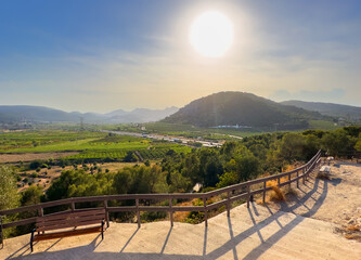 Mountains landscape. View from side of Sagunto Castle, Spain, Valencia. Sunset over the mountains.