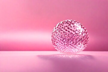 Abstract crystal light pink ball on light pink background