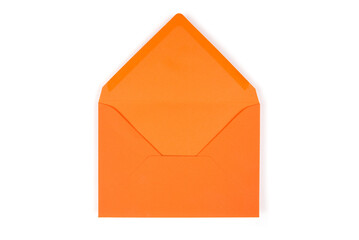 open orange envelope isolated on