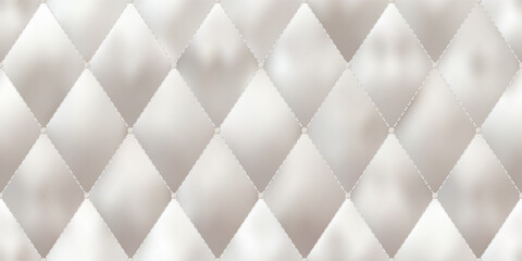 Fototapeta premium Silver white mattress surface with smooth silky seamless texture. Padded furniture upholstery with buttons at the corners of diamonds. Soft blanket, quilted fabric. Gradient mesh vector illustration