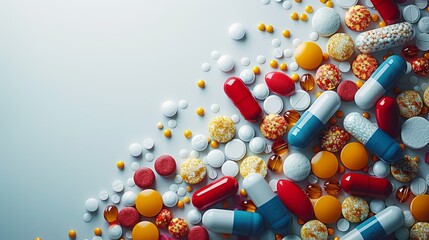 Graphical representation of medication for disease treatment, medical equipment, and the atmosphere inside a pharmacy, including a pharmacist medical equipment. - obrazy, fototapety, plakaty