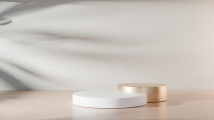 White empty podium or pedestal display on white background. 3D rendering.