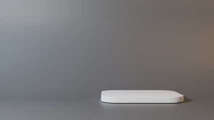 White empty podium or pedestal display on grey background. 3D rendering.