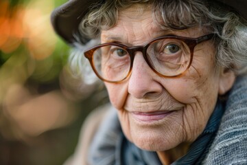 a woman wearing glasses and a hat