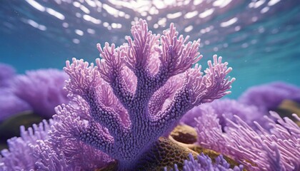 Macro closeup of beautiful natural purple corals 3D