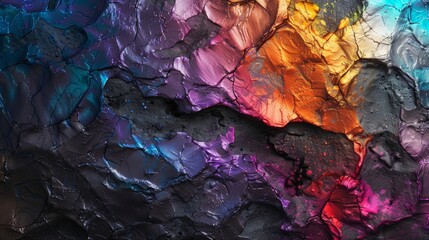 Vibrant Close Up of a Multicolored Rock Wall - Wallpaper - obrazy, fototapety, plakaty