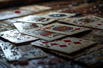 Elegant Display of Playing Cards, Texture and Symbol Focus