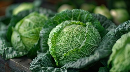 Fototapeta premium Fresh Green Cabbage Vegetables
