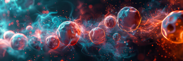 Vivid Microscopic Pathogens. Detailed 3D render of pathogens in vibrant colors.