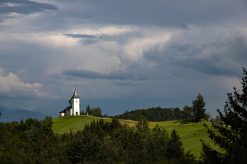 Jamnik, Slovenia - Magical cloudy summer day at Jamnik St.Primoz church.