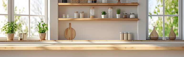 Outstanding Banner For Kitchen Wall Art - A Shelf With Shelves And Plants On It
