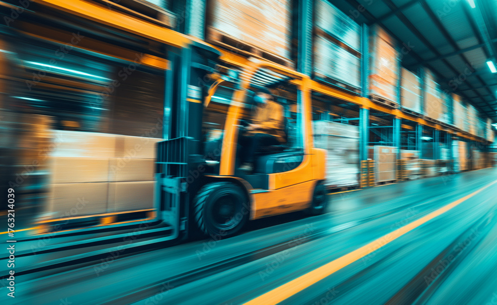 Poster efficient warehouse operations: high-speed package unloading with electric forklift pallet jack load